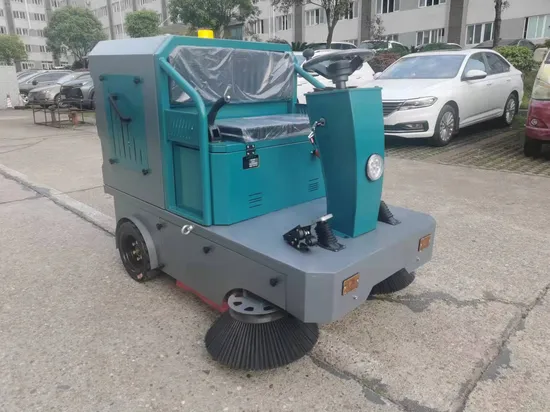 China paseo en barredora de calles industrial de la máquina de limpieza de barrido de carreteras eléctrica con cubo de basura de 190L