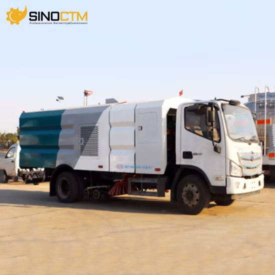 China HOWO 4X2 10m3 Máquina fregadora de pisos Contenedor de lavado a presión Camión Aspirador Limpieza Cepillos de barrido Barredora de calles