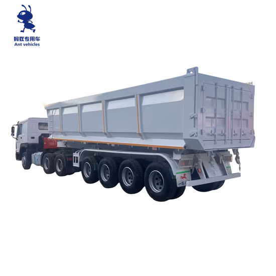 Transporte del carbón de la roca de la arena del remolque del camión del cargo del volquete de 2 o 3 árboles que inclina los tres árboles 50 del remolque