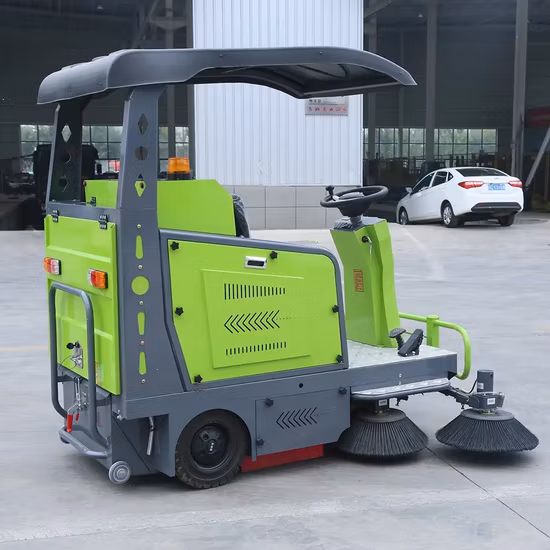 Paseo en carretera eléctrica máquina de limpieza barredora barredora de calles industrial con cubo de basura de 240L